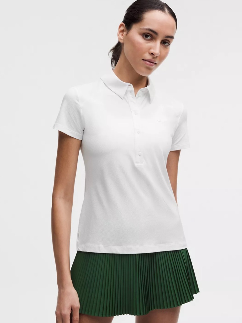 Lululemon Quick Dry Short Sleeve Polo Straight Hem White Sz 12